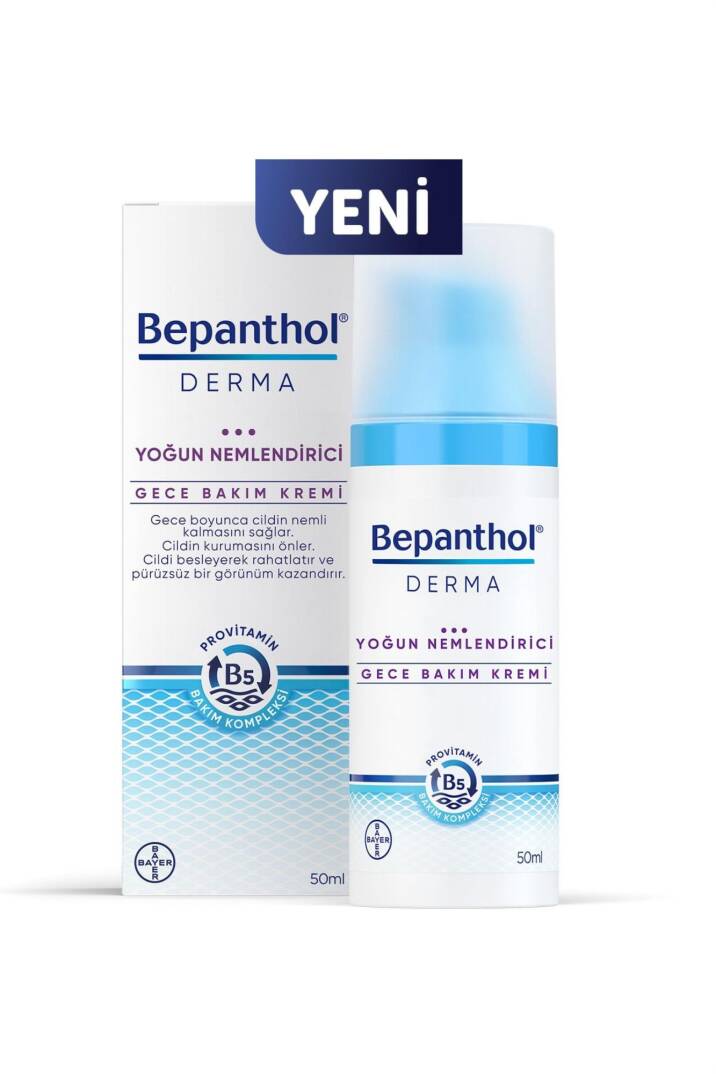 Bepanthol Derma Yoğun Nemlendirici Gece Bakım Kremi 50 ml Provitamin B5 Bakım Kompleksi - 2
