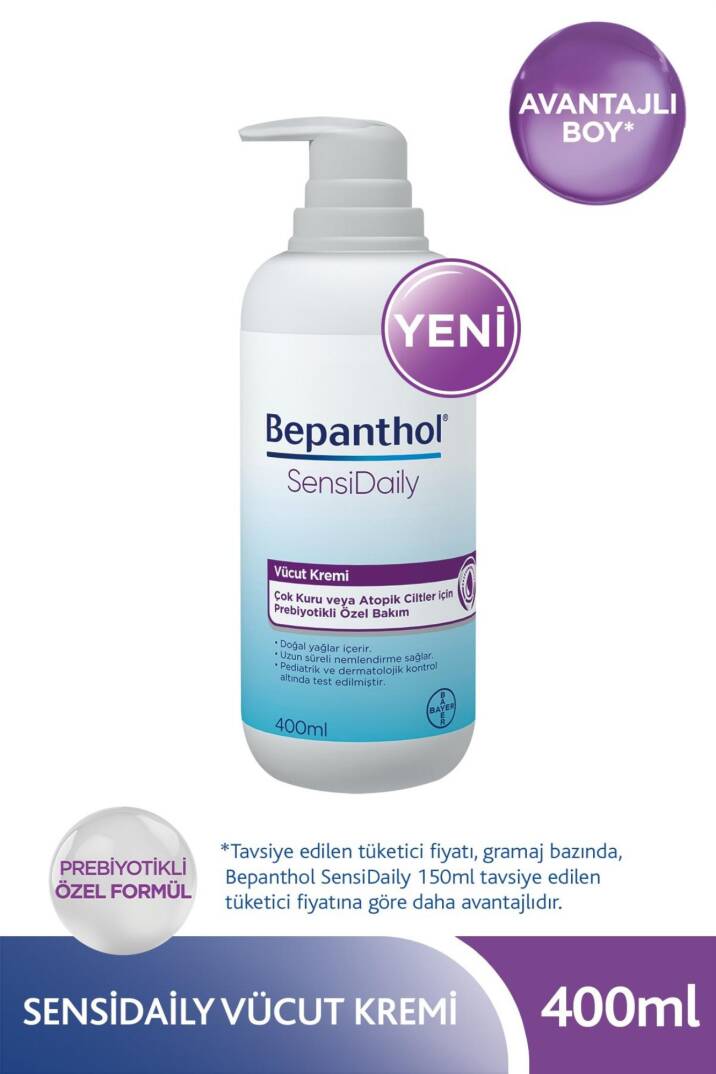 Bepanthol Sensidaily Pompalı Vücut Kremi 400 ml - 1