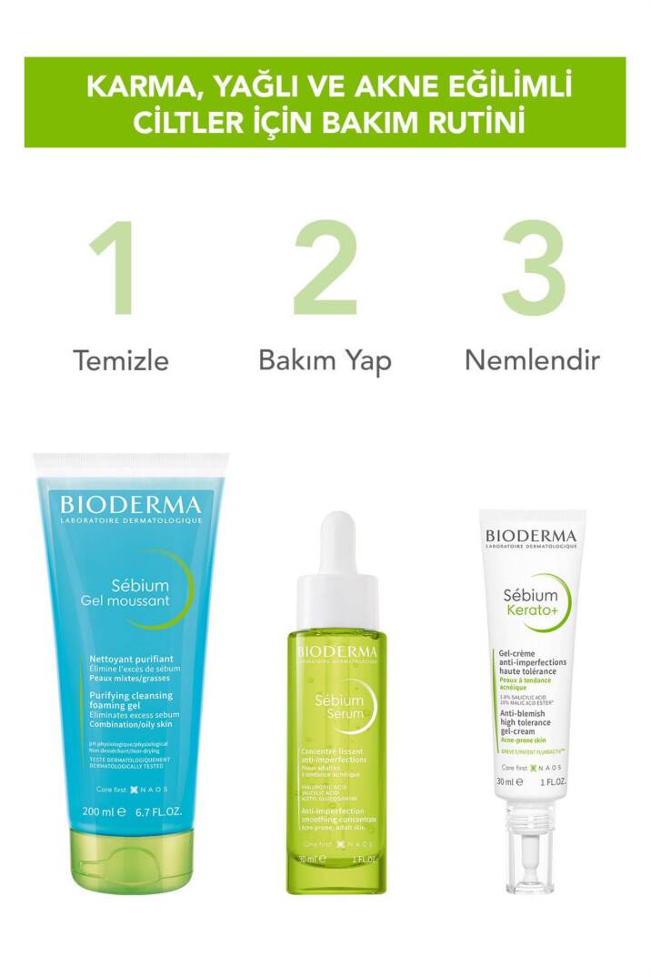 Bioderma Karma ve Yağlı Ciltler için Akne Karşıtı Bakım Kiti - 6