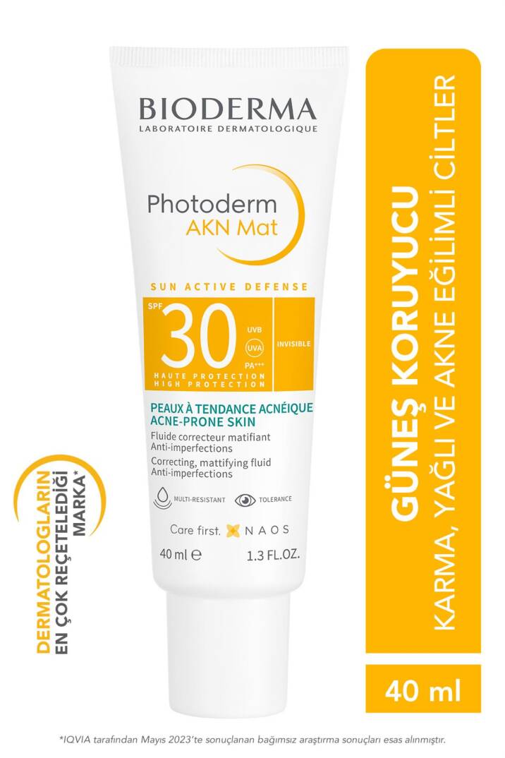 Bioderma Photoderm Akn Mat Karma Ve Yağlı Ciltler Için Matlaştırıcı Etkili Spf30 Güneş Koruyucu 40ml - 1