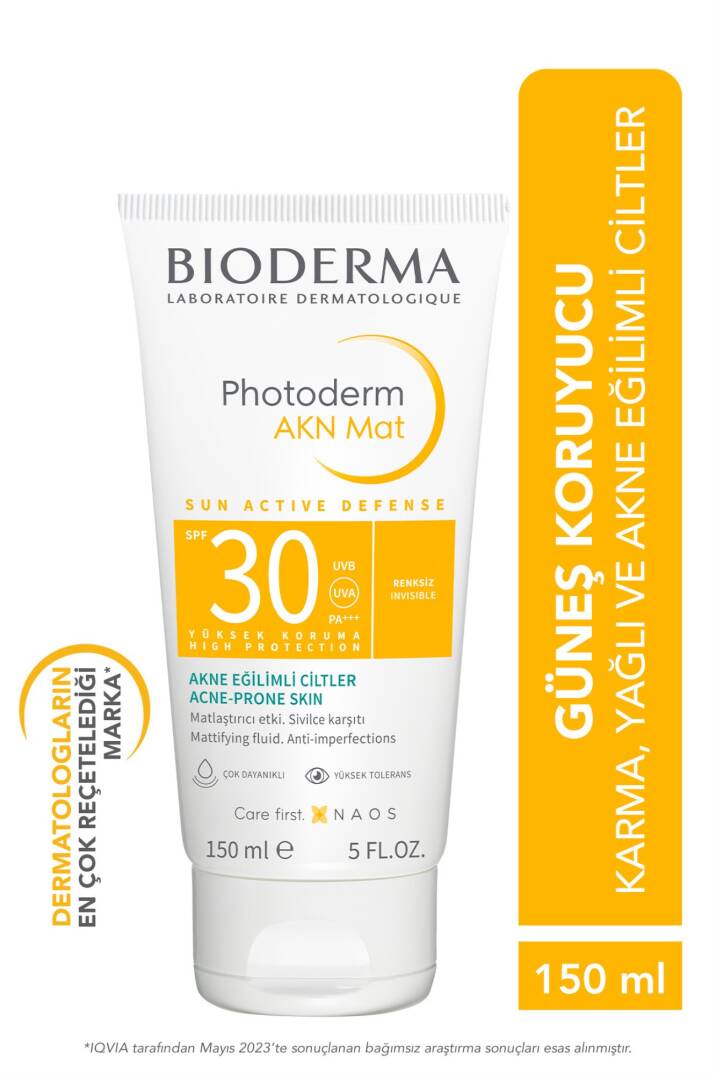 Bioderma Photoderm Akn Mat Karma Ve Yağlı Ciltler Için Matlaştırıcı Etkili Spf30 Güneş Kremi 150 ml - 1