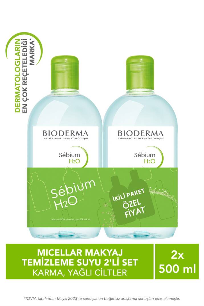 Bioderma Sebium H2O Micellar Makyaj Temizleme Suyu 2'li Set Karma,Yağlı ve Akne Eğilimli Ciltler 500 ml - 2