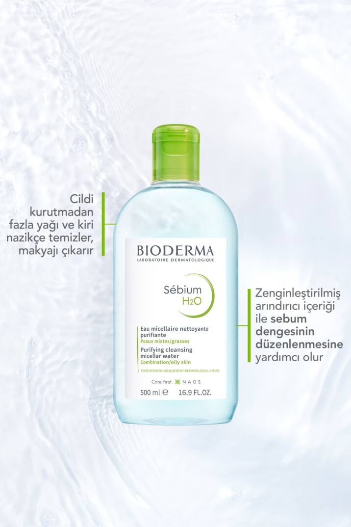 Bioderma Sebium H2O Micellar Makyaj Temizleme Suyu 2'li Set Karma,Yağlı ve Akne Eğilimli Ciltler 500 ml - 3
