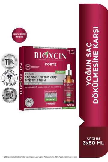 Bioxcin Forte Yoğun Saç Dökülmesine Karşı Bitkisel Saç Serumu 3 X 50 ml Lipozom Teknolojisi - 2