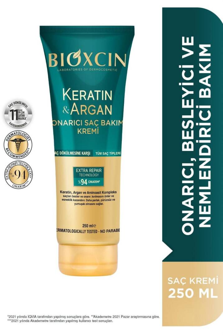 Bioxcin Keratin Argan Onarıcı Saç Bakım Kremi 250 Ml Yıpranmış Ve Hasar Görmüş Saçlar - 1