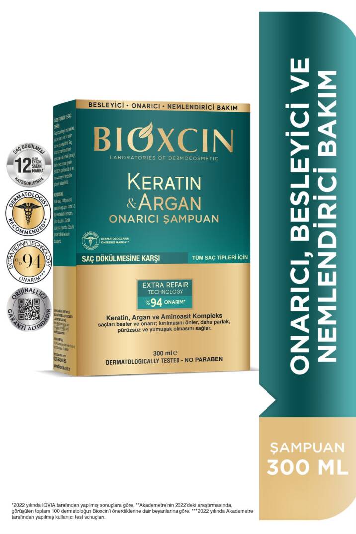 Bioxcin Keratin & Argan Onarıcı Şampuan 300 Ml - Yıpranmış Ve Hasar Görmüş Saçlar 2 Li Avantaj Set - 2