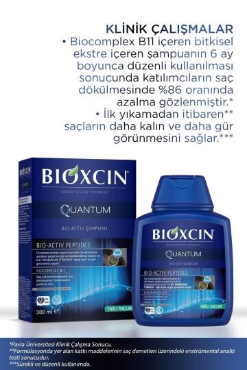Bioxcin Quantum Şampuan 3 Al 2 Öde Yağlı Saçlar Için 3x300 Ml - Ince Telli Saçlar Için Dökülme Şampuanı - 3