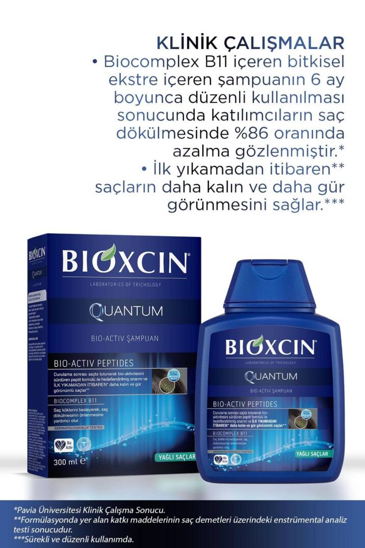 Bioxcin Quantum Şampuan 3 Al 2 Öde Yağlı Saçlar Için 3x300 Ml - Ince Telli Saçlar Için Dökülme Şampuanı - 3
