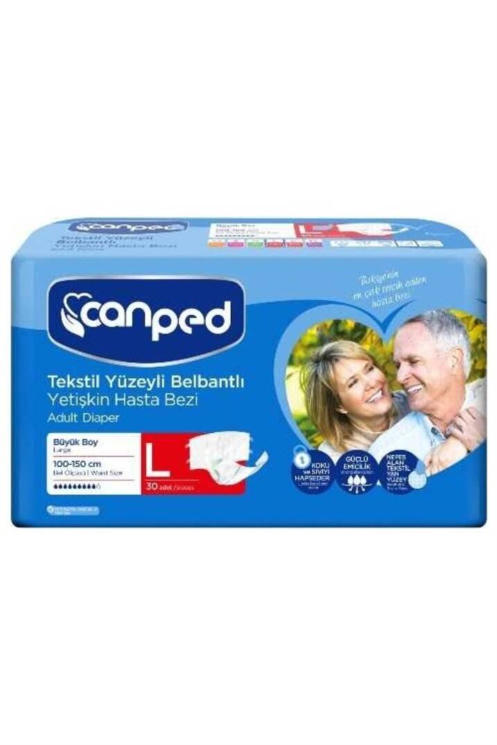 Canped Tekstil Yüzey Belbantlı Hasta Bezi Large 30'lu - 1