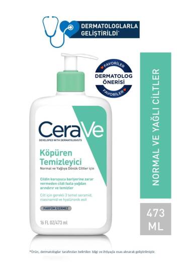 CeraVe Köpüren Temizleyici Normal & Yağlı Ciltler Seramid İçerikli Yüz Vücut 473ml