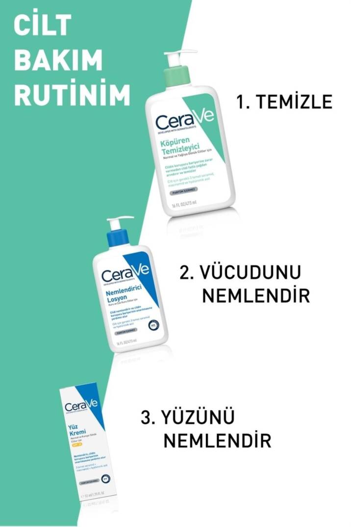 CeraVe Köpüren Temizleyici Normal & Yağlı Ciltler Seramid İçerikli Yüz Vücut 473ml - 7