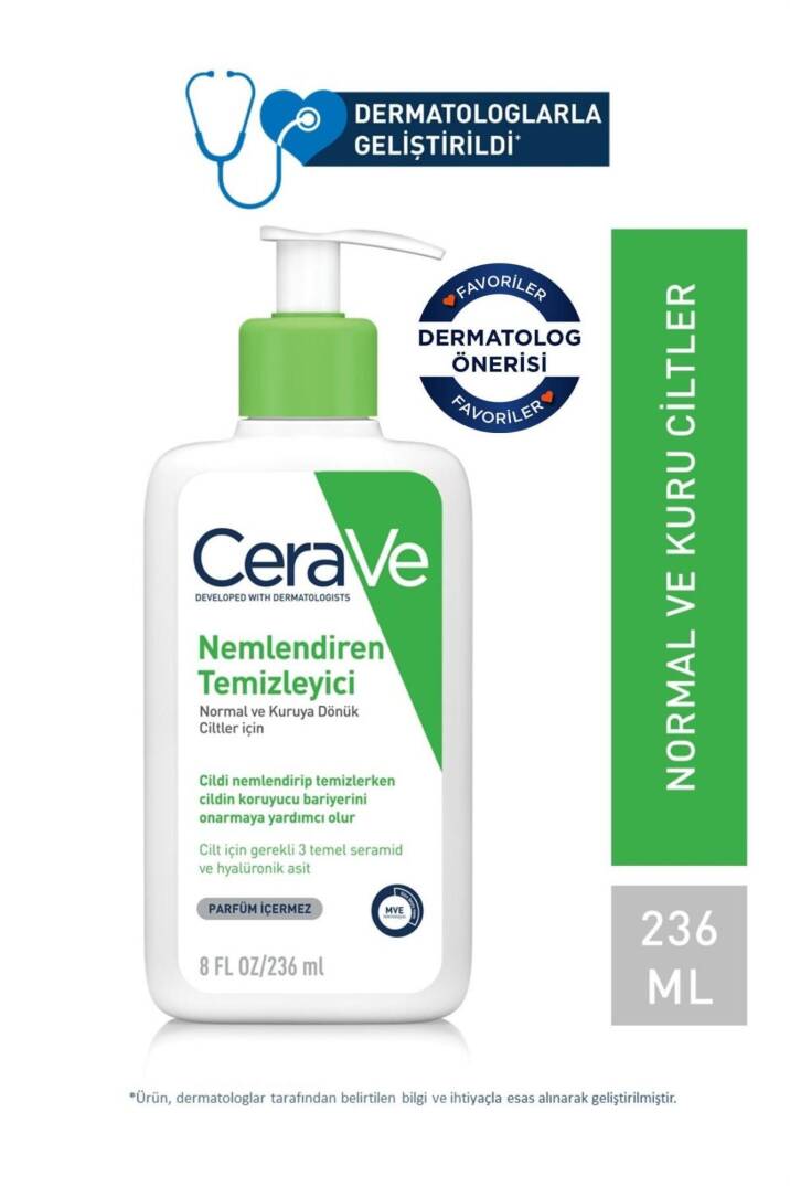 CeraVe Nemlendiren Temizleyici Normal & Kuru Ciltler Yüz Vücut 236 ml - 1
