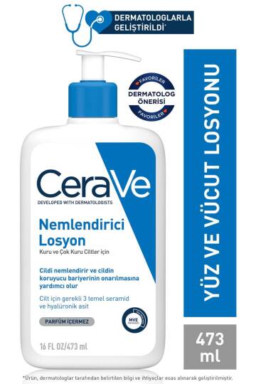 CeraVe Nemlendirici Losyon Kuru Ciltler Seramid ve Hyalüronik Asit İçerikli Yüz Vücut 473ml