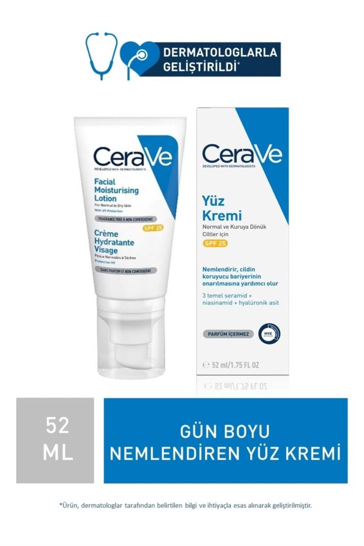 CeraVe Nemlendirici Yüz Kremi Normal ve Kuru Ciltler Spf25 52 ml - 1