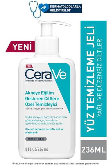 CeraVe Yağlı Ve Düzensiz Ciltler Için Yüz Temizleme Jeli 236 Ml