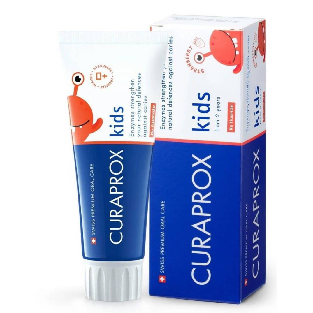 Curaprox Kids Enzycal 2 Yaş Üzeri Çilek Aromalı Florürsüz Çocuk Diş Macunu - 1