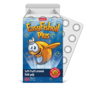 EasyFishoil Plus Tutti Frutti Aromalı 30 Çiğnenebilir Jel Tablet