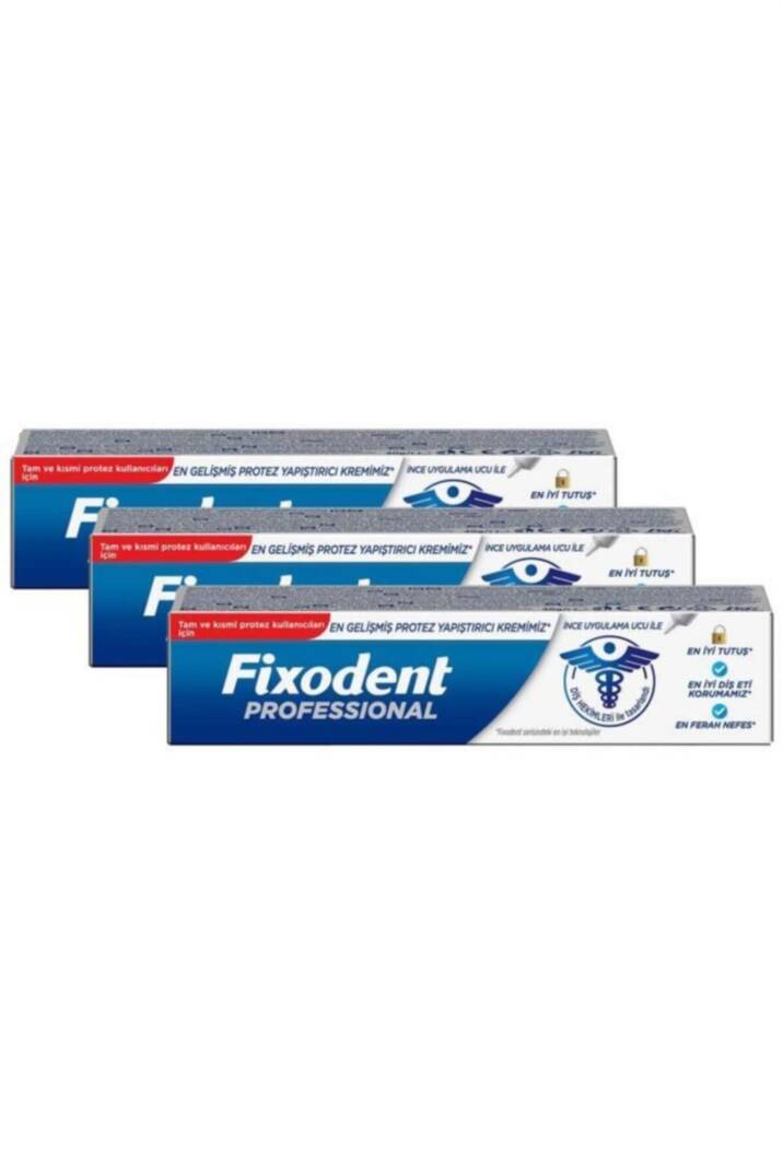 Fixodent Professional Diş Protez Yapıştırıcı Krem 40gr x 3 Adet - 1