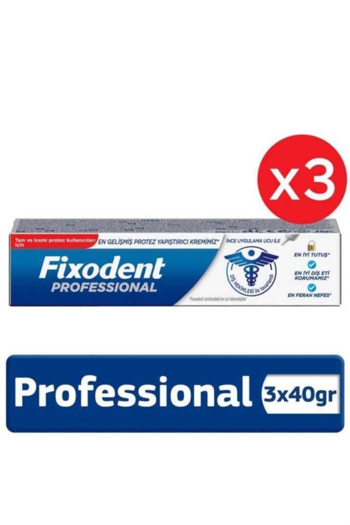 Fixodent Professional Diş Protez Yapıştırıcı Krem 40gr x 3 Adet - 2