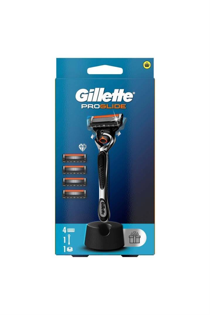 Gillette Proglide Tıraş Makinesi ve Yedek Bıçağı 4'lü + Tıraş Bıçağı Standı - 1