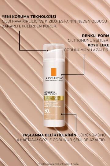 La Roche Posay Anthelios Age Correct SPF50+ Renkli Kapatıcı Özelliğe Sahip Yüz Güneş Kremi 50 ml - 4