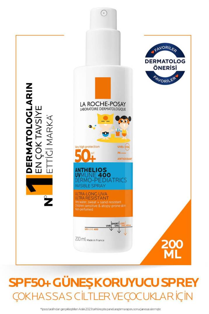 La Roche Posay Anthelios Dermo Pediatrics Uvmune 400 Güneş Koruyucu Sprey SPF50+ 200ML - 1