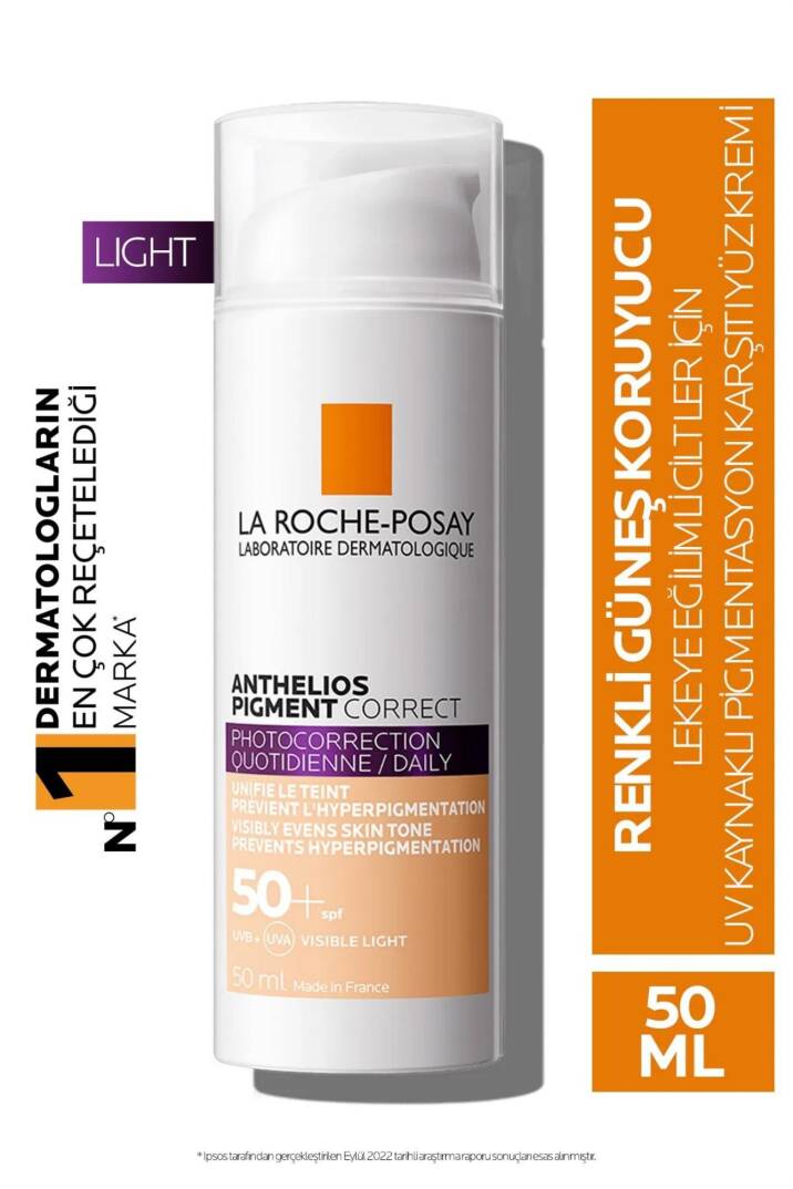 La Roche Posay Anthelios Pigment Correct Açık Ton Renkli Kırışıklık ve Leke Karşıtı Yüz Güneş Kremi - 1