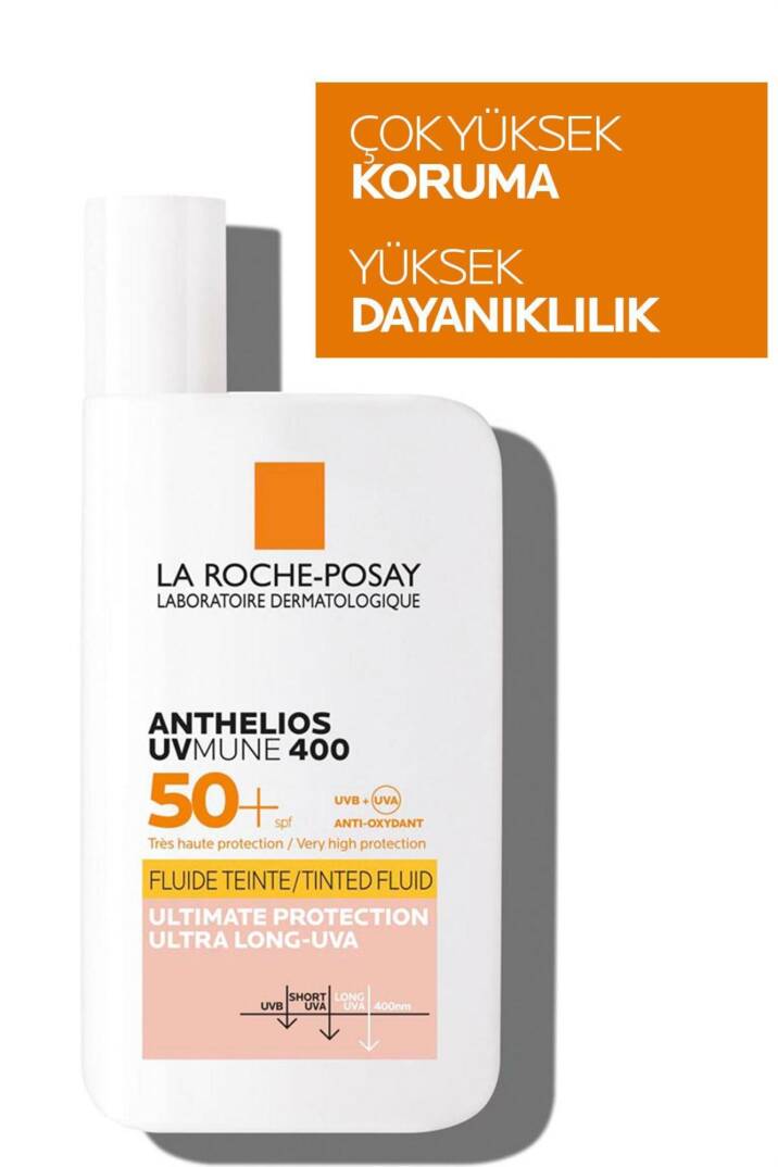 La Roche Posay Anthelios Uvmune Fluid SPF+50 Tüm Ciltler İçin Yüksek Korumalı Renkli Yüz Güneş Kremi - 1