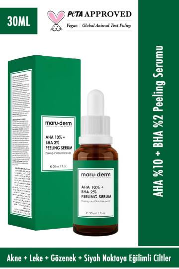 Maruderm Aha %10 + Bha %2 Leke Karşıtı & Cilt Tonu Eşitleyici Peeling Maske Cilt Bakım Serumu 30 Ml