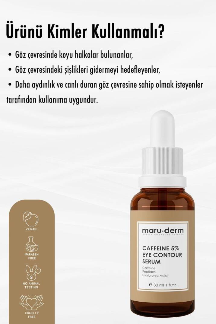 Maruderm Caffeine %5 + Peptides + Hyalüronik Asit Göz Çevresi Serumu 30 ml - 3