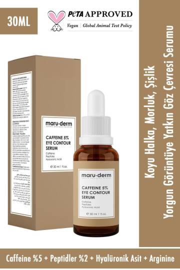 Maruderm Caffeine %5 + Peptides + Hyalüronik Asit Göz Çevresi Serumu 30 ml - 4
