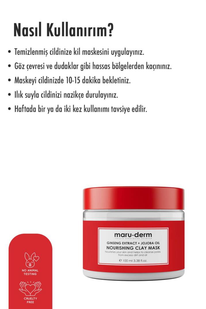Maruderm Ginseng Özü Jojoba Yağı Besleyici Kil Maskesi 100 ml - 3