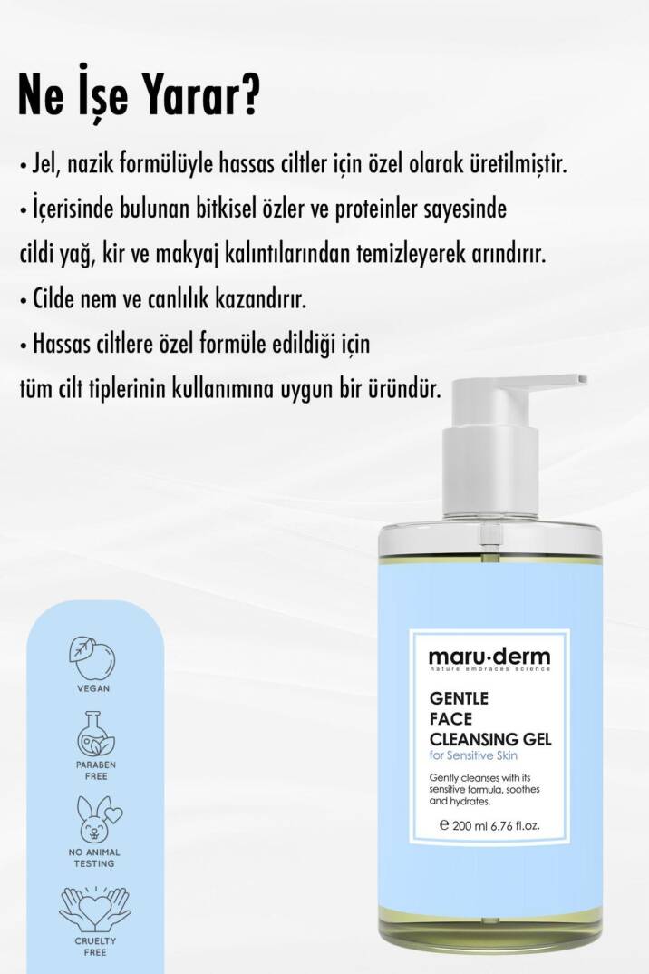 Maruderm Hassas ve Atopik Ciltler için Yüz Temizleme Jeli 200 ml - 3