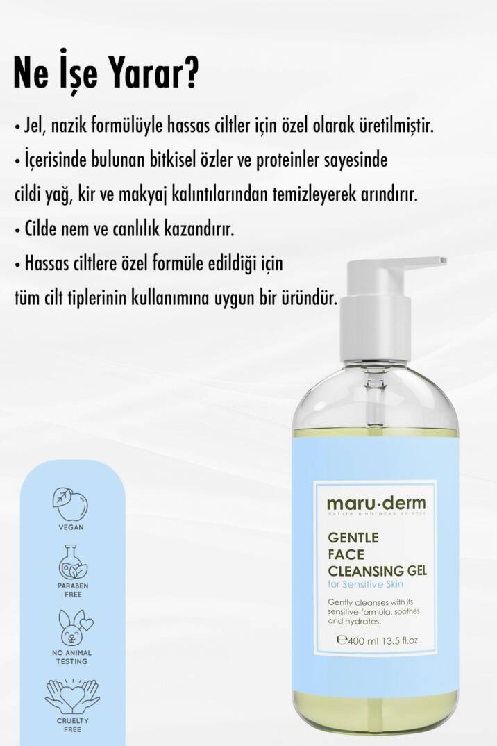Maruderm Hassas ve Atopik Ciltler Için Yüz Temizleme Jeli 400 ml - 3