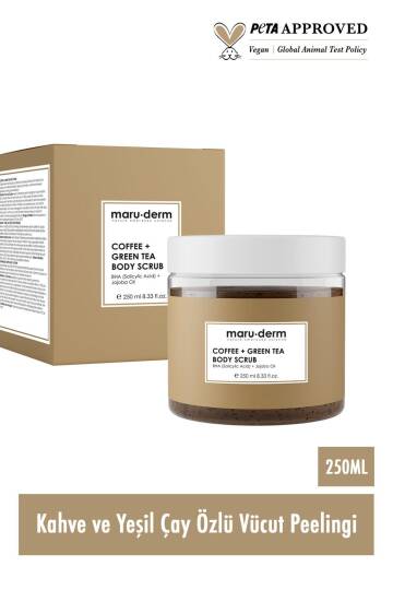 Maruderm Kahve Yeşil Çay Özlü BHA Jojoba Yağı Vücut Peelingi 250 ml - 2