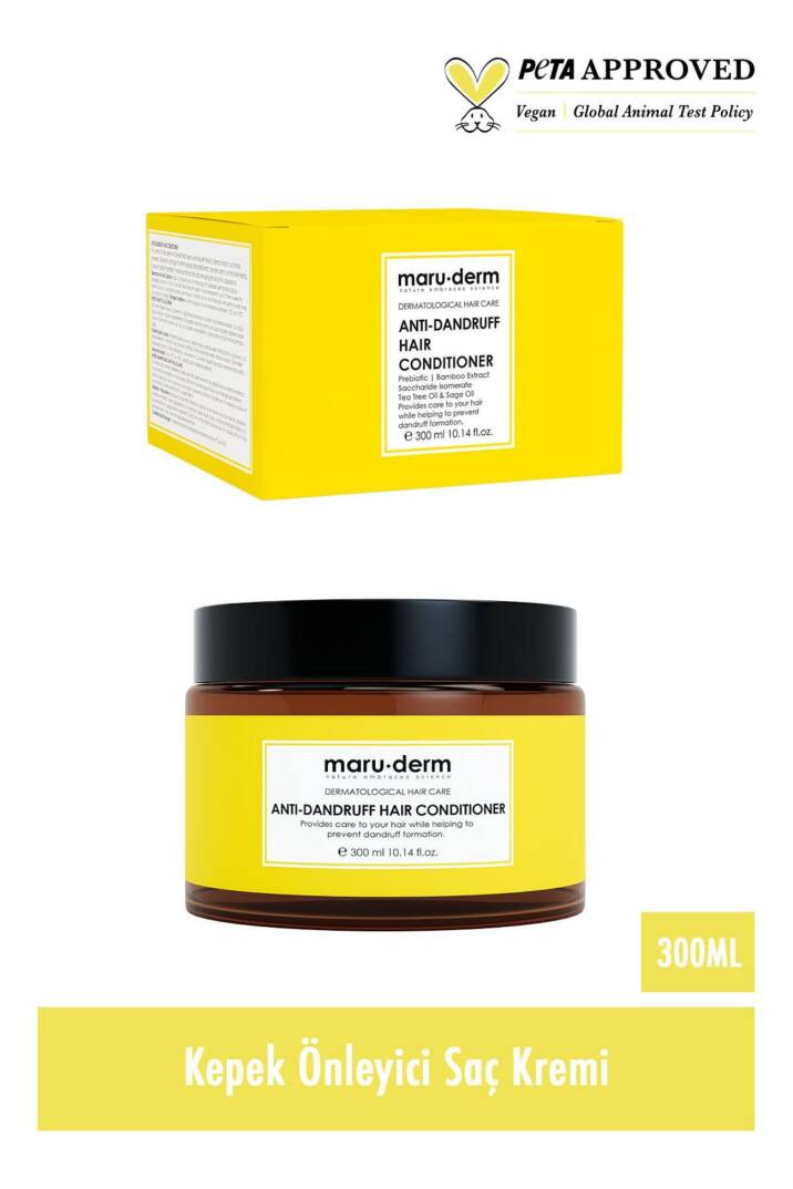 Maruderm Kepeğe Karşı Etkili  Normal Yağlı Saçlar Vegan Saç Kremi 300 ml - 1