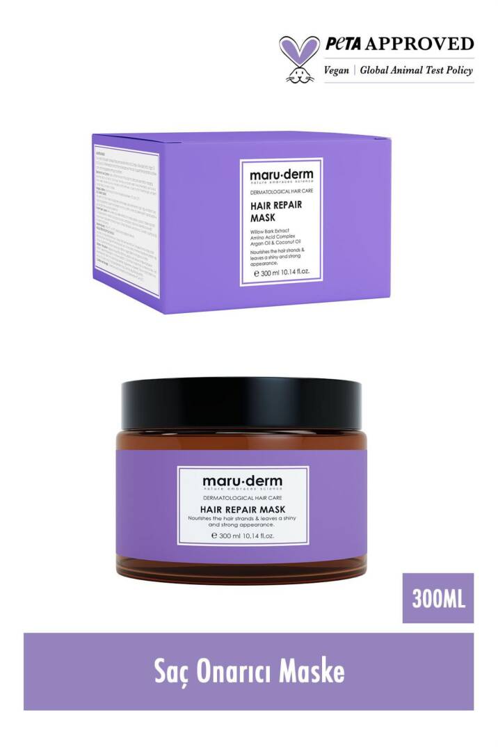 Maruderm Saç Onarıcı Saç Maskesi Yıpranmış Zayıf Saçlar Vegan 300 ml - 2