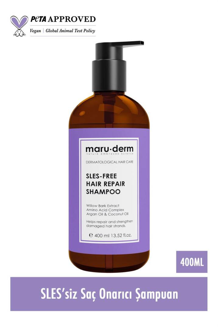 Maruderm Saç Onarıcı Sülfatsız Şampuan Yıpranmış Zayıf Saçlar Sülfatsız Tuzsuz Vegan 400 ml - 2