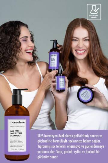 Maruderm Saç Onarıcı Sülfatsız Şampuan Yıpranmış Zayıf Saçlar Sülfatsız Tuzsuz Vegan 400 ml - 3