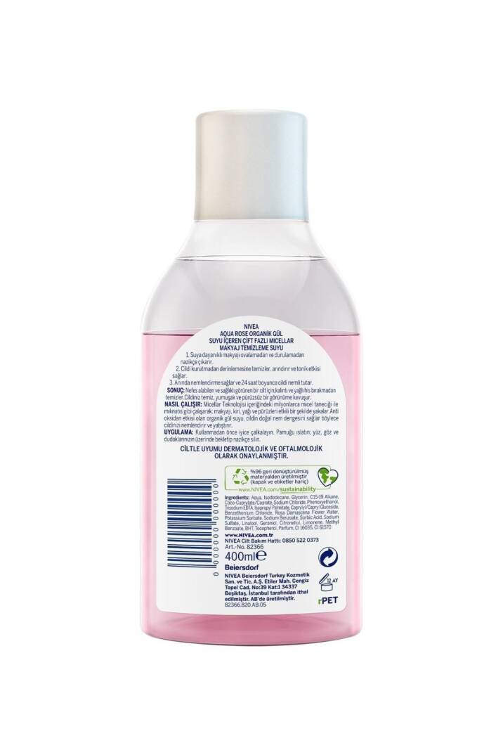 Nivea Aqua Rose Micellar Gül Suyu İçeren Çift Fazlı Makyaj Temizleme Suyu 400 ml - 2