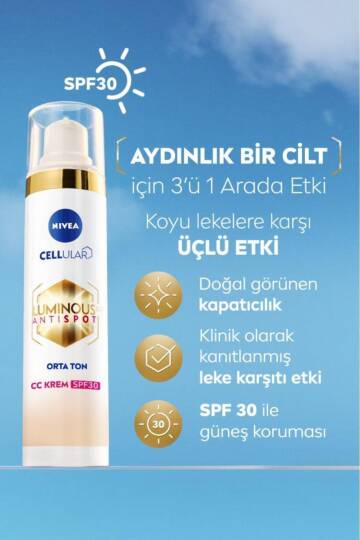 Nivea Luminous 630 Anti Spot Spf 30 CC Krem Orta Ton 40 ml - 2