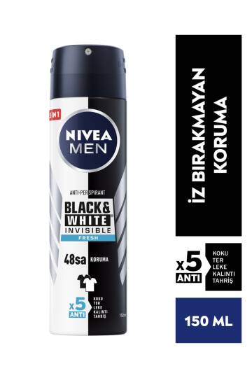 Nivea Men 5IN1 Invisible Black And White Fresh Deodorant 150 ml - 2