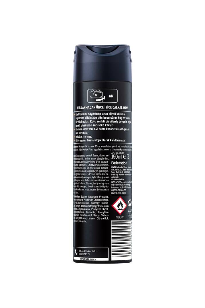 Nivea Men Erkek Sprey Deodorant Black & White Invisible Güçlü Etki 150 ml - 2