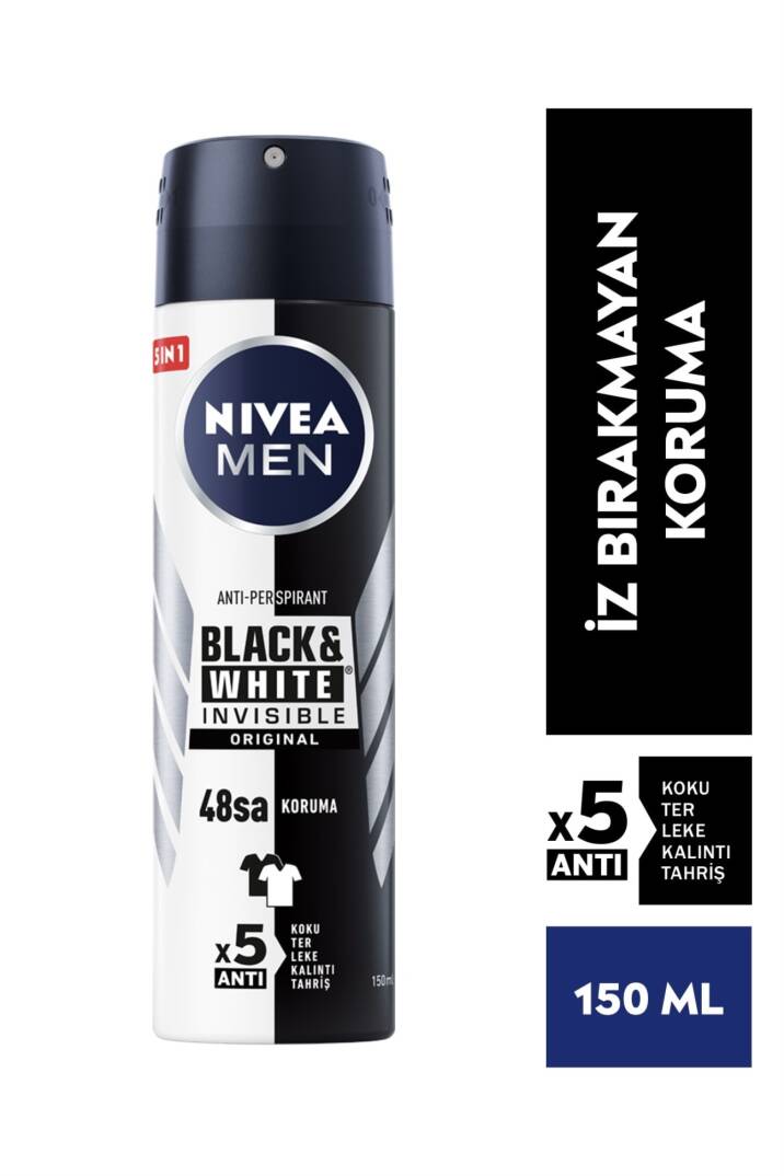 Nivea Men Erkek Sprey Deodorant Black&White Invisible Original 150 ml - 8