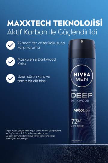 Nivea Men Erkek Sprey Deodorant Deep Darkwood 150 ml - 5