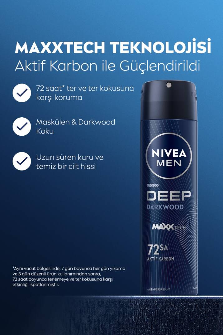 Nivea Men Erkek Sprey Deodorant Deep Darkwood 150 ml - 5