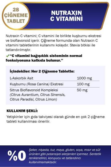 Nutraxin Çiğneme Tableti C Vitamini 28 Tablet - 2