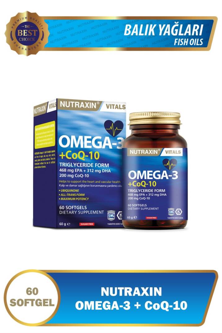 Nutraxin Vitals Omega-3 + Co-Q10 60 Softgel - 1