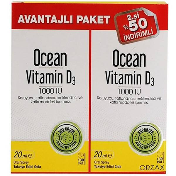 Ocean Vitamin D3 1000 Iu Sprey 20 Ml 2'li Avantaj Paket - 1
