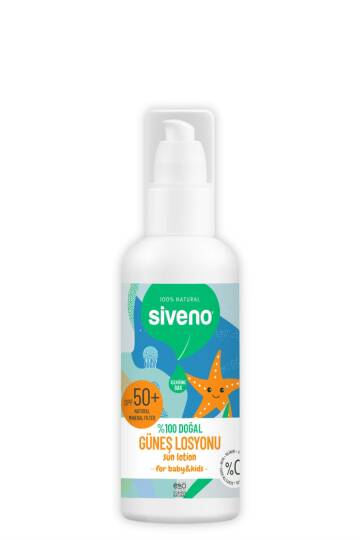 Siveno Çocuk Güneş Losyonu Leke Karşıtı Antioksidan Nemlendirici Bitkisel Vegan UVA UVB SPF50 100 ml